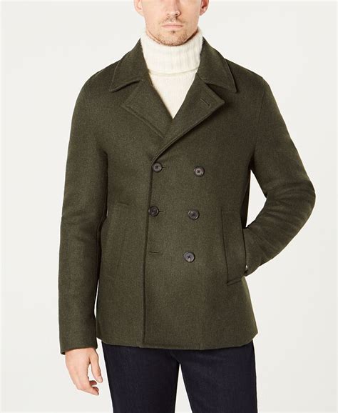 michael kors men's classic fit double breasted peacoat|Michael Kors Classic Fit Peacoat .